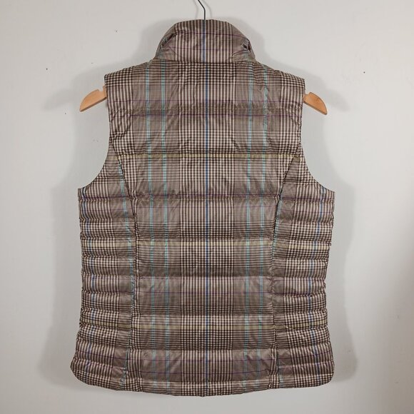 LANDS' END Classic Brown Plaid Puffer Vest, 75 Down/25 Feathers Fill Size Small - Picture 12 of 16
